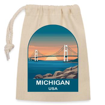 Art d’affiches de voyage vintage Michigan USA - Sac cadeau en coton avec cordon (14 x 20 cm) - nature - Devant