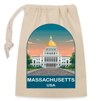 Massachusetts USA Vintage-Reiseplakat - Verschließbarer Geschenkbeutel aus Baumwolle (14x20cm) - Natur - Vorne