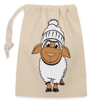 Mouton pâturage pudelmuetze satisfait troupeau de laine - Sac cadeau en coton avec cordon (14 x 20 cm) - nature - Devant