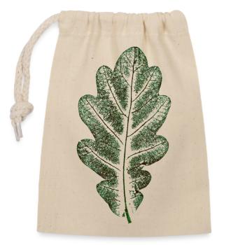 Feuille de chêne vert naturel / feuille/ chêne/arbre - Sac cadeau en coton avec cordon (14 x 20 cm) - nature - Devant