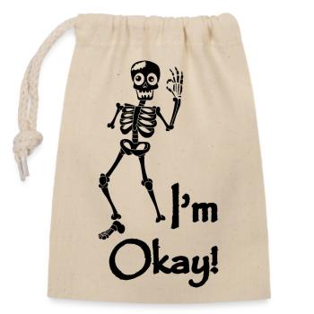 Skeleton Costume I'm Ok - Closable cotton gift bag (14x20cm) - nature - Front