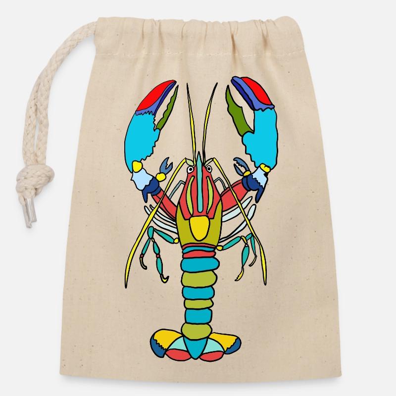 Crabe coloré style néon - Sac cadeau en coton avec cordon (14 x 20 cm) - nature