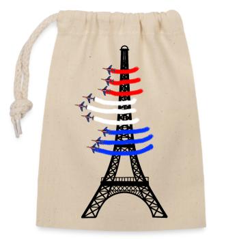 Tour Eiffel Patrouille de France Paris - Sac cadeau en coton avec cordon (14 x 20 cm) - nature - Devant