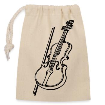Violon antique avec archet de violon - Sac cadeau en coton avec cordon (14 x 20 cm) - nature - Devant