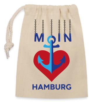 Moin Hamburg - Verschließbarer Geschenkbeutel aus Baumwolle (14x20cm) - Natur - Vorne