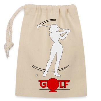 Retro-Golfer - Verschließbarer Geschenkbeutel aus Baumwolle (14x20cm) - Natur - Vorne