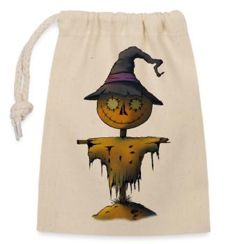 Pumpkin Scarecrow Witch - Closable cotton gift bag (14x20cm) - nature - Front