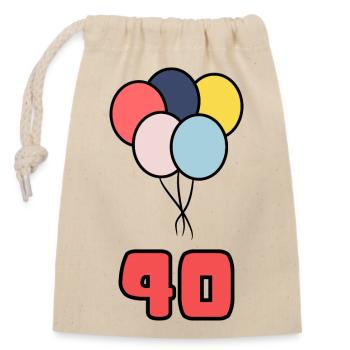40. 40 JAHRE. 40-JÄHRIGES JUBILÄUM. 40-JÄHRIGES JUBILÄUM. - Verschließbarer Geschenkbeutel aus Baumwolle (14x20cm) - Natur - Vorne
