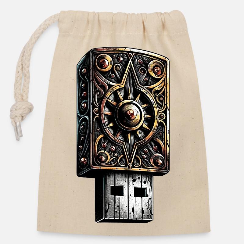 Dark USB - Sac cadeau en coton avec cordon (14 x 20 cm) - nature