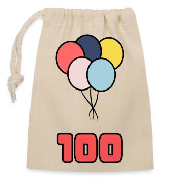 100. 100 YEARS. 100th ANNIVERSARY. BIRTHDAY 100 - Closable cotton gift bag (14x20cm) - nature - Front