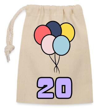 20. 20 ANS. 20e ANNIVERSAIRE. ANNIVERSAIRE 20 ANS. - Sac cadeau en coton avec cordon (14 x 20 cm) - nature - Devant