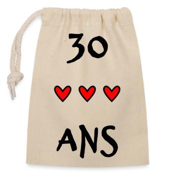30. 30 YEARS. 30th ANNIVERSARY. 30 YEARS ANNIVERSARY. - Closable cotton gift bag (14x20cm) - nature - Front