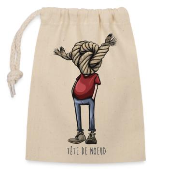 Tête de nœud - Sac cadeau en coton avec cordon (14 x 20 cm) - nature - Devant