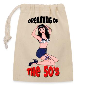 Dreaming of the 50s - Closable cotton gift bag (14x20cm) - nature - Front