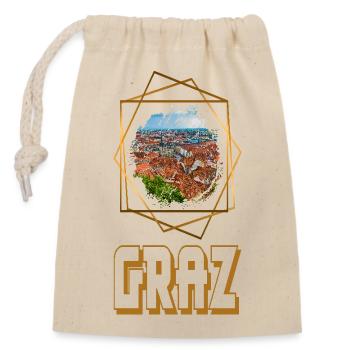Graz Austria Skyline City Gold Home Love - Closable cotton gift bag (14x20cm) - nature - Front