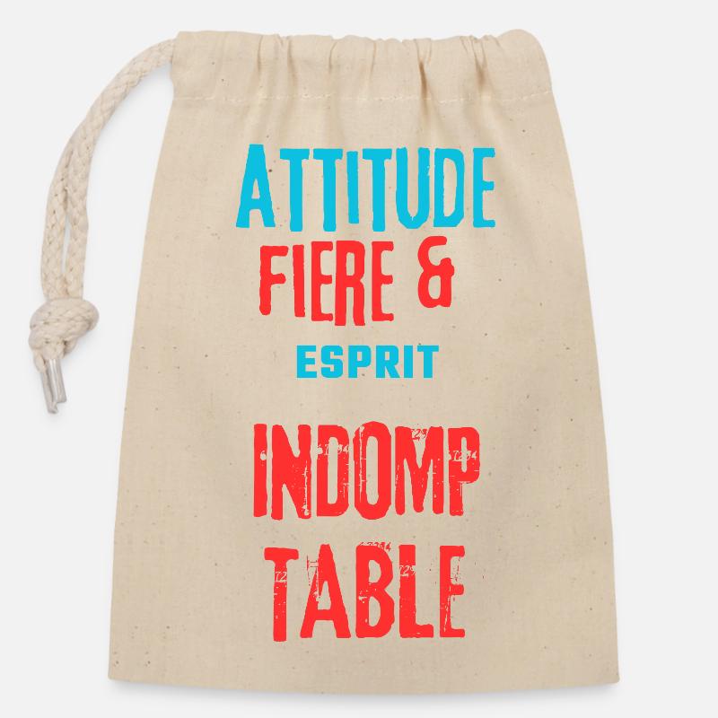 Fière et indomptable - Sac cadeau en coton avec cordon (14 x 20 cm) - nature