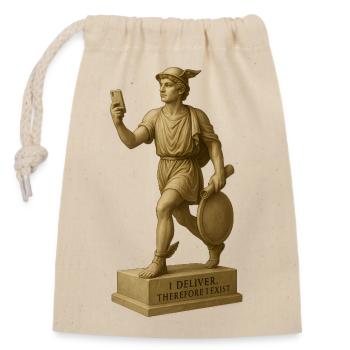 Ancient philosopher figure with smartphone - Closable cotton gift bag (14x20cm) - nature - Front