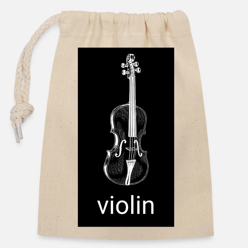 Schwarze Violine Silhouette - Verschließbarer Geschenkbeutel aus Baumwolle (14x20cm) - Natur