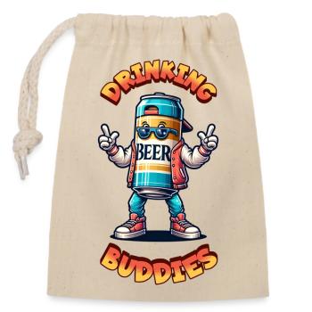 Drinking Buddies - Closable cotton gift bag (14x20cm) - nature - Front