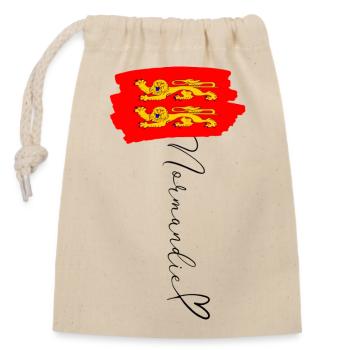 Normandy Flag Leopards Red Gold Pride Region - Closable cotton gift bag (14x20cm) - nature - Front