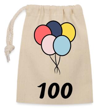 100. 100 YEARS. 100th ANNIVERSARY. BIRTHDAY 100 - Closable cotton gift bag (14x20cm) - nature - Front