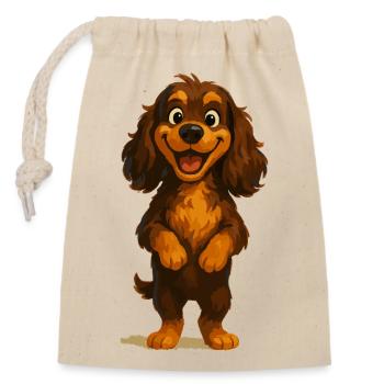 Cocker Spaniel breit grinsend - Verschließbarer Geschenkbeutel aus Baumwolle (14x20cm) - Natur - Vorne
