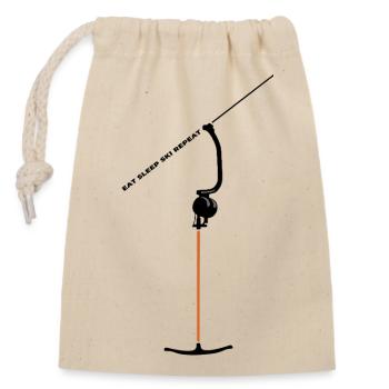 Ankerlift | Mange S’Élever Répète | Ski - Sac cadeau en coton avec cordon (14 x 20 cm) - nature - Devant