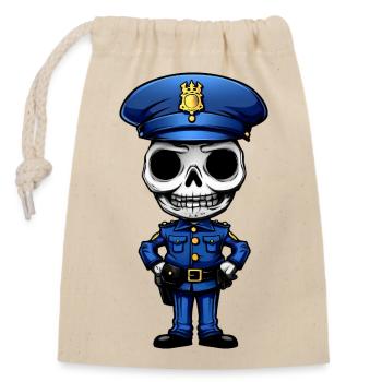 Polizei Skelett - Verschließbarer Geschenkbeutel aus Baumwolle (14x20cm) - Natur - Vorne