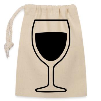 Wein Weinglas Rotwein  - Verschließbarer Geschenkbeutel aus Baumwolle (14x20cm) - Natur - Vorne