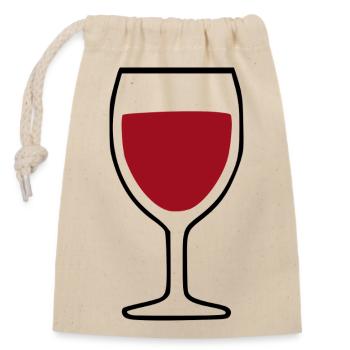 Wein Weinglas Rotwein  - Verschließbarer Geschenkbeutel aus Baumwolle (14x20cm) - Natur - Vorne