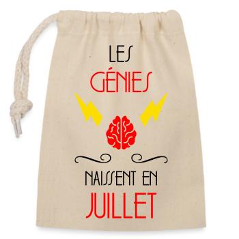 Les Génies Naissent en Juillet Design Humour - Sac cadeau en coton avec cordon (14 x 20 cm) - nature - Devant