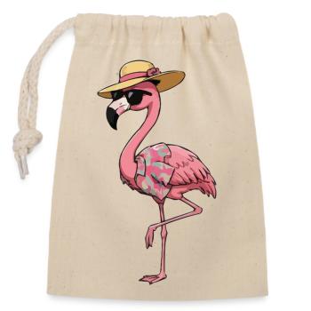 Hawaiian Flamingo Lounge - Verschließbarer Geschenkbeutel aus Baumwolle (14x20cm) - Natur - Vorne