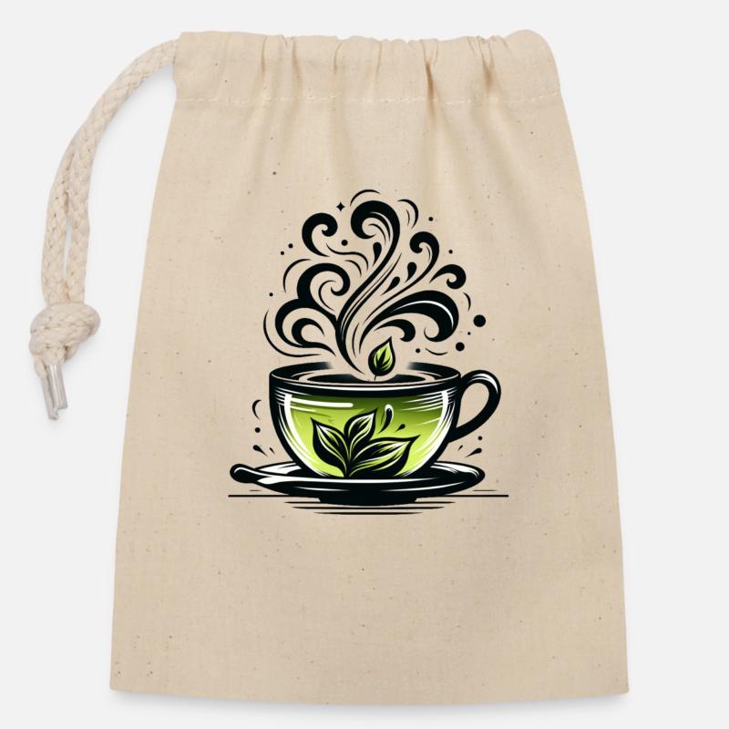 Tea Design - Closable cotton gift bag (14x20cm) - nature