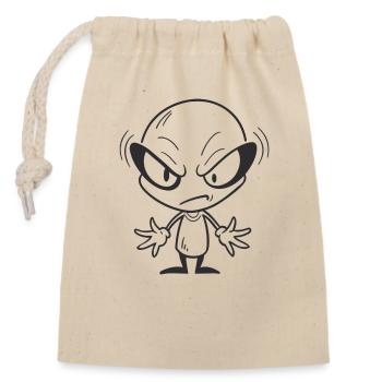 Mürrischer Alien - Verschließbarer Geschenkbeutel aus Baumwolle (14x20cm) - Natur - Vorne