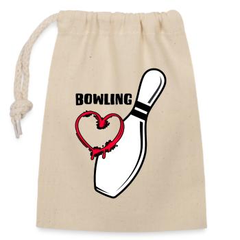bowling strike bowlingbahn bowling-love - Verschließbarer Geschenkbeutel aus Baumwolle (14x20cm) - Natur - Vorne