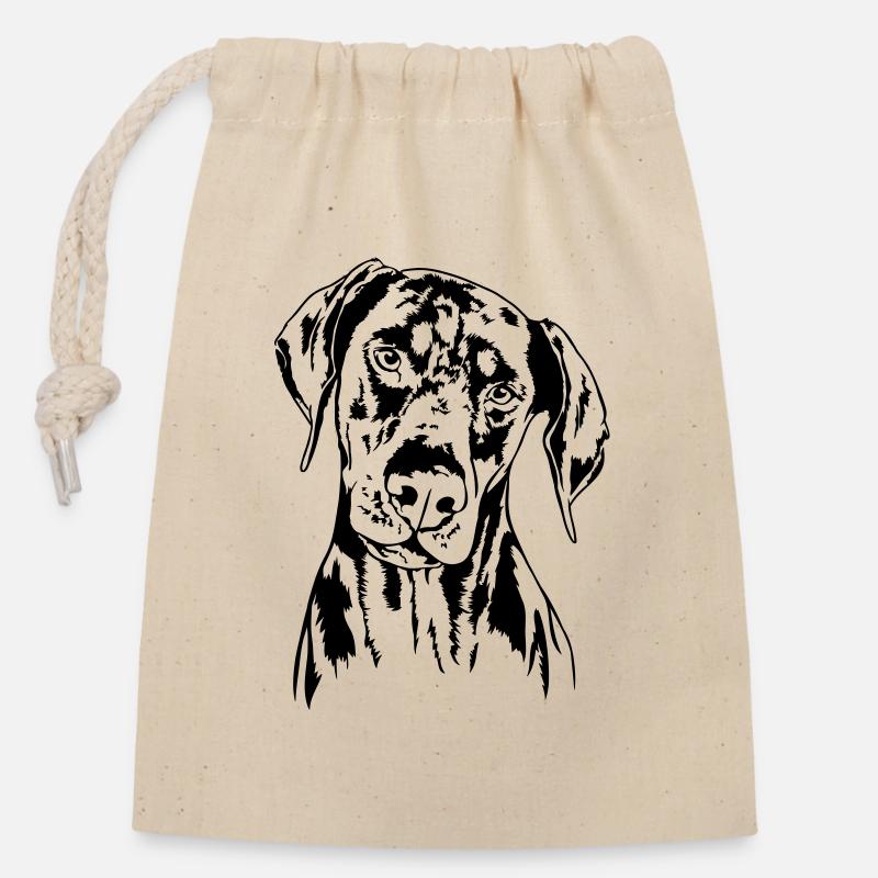 DOBERMANN Doberman Pinscher Hundeportrait Wilsigns - Verschließbarer Geschenkbeutel aus Baumwolle (14x20cm) - Natur
