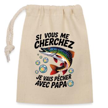 Pêche avec papa T-shirt de pêche pour enfants - Sac cadeau en coton avec cordon (14 x 20 cm) - nature - Devant