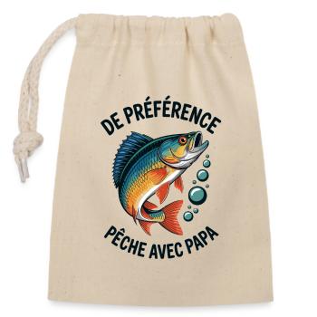 Pêche avec papa, aventures avec papa - Sac cadeau en coton avec cordon (14 x 20 cm) - nature - Devant