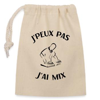 Humor dj, mixer, music - Closable cotton gift bag (14x20cm) - nature - Front