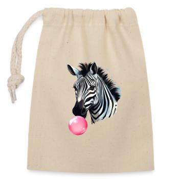 Funny Zebra Bubblegum Chewing Gum - Closable cotton gift bag (14x20cm) - nature - Front