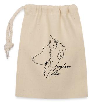 Langhaar Collie Profil Hunde Hund Wilsigns - Verschließbarer Geschenkbeutel aus Baumwolle (14x20cm) - Natur - Vorne
