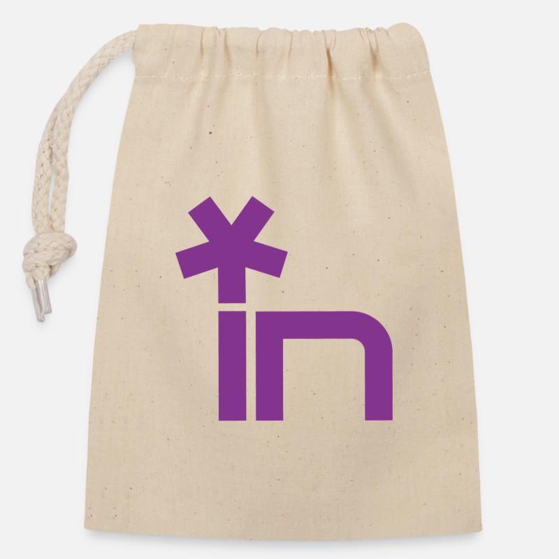Stern-Icon über In-Logo - Verschließbarer Geschenkbeutel aus Baumwolle (14x20cm) - Natur