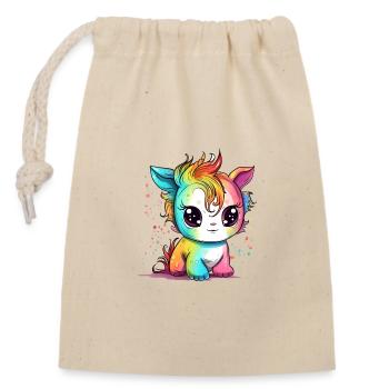 Little Colorful Magic Unicorn Puppy - Closable cotton gift bag (14x20cm) - nature - Front