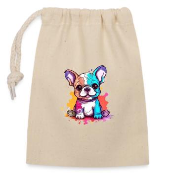 Little Bulldog Puppy French Abstract - Closable cotton gift bag (14x20cm) - nature - Front