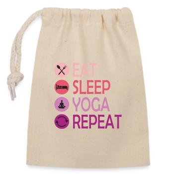 Eat, Sleep, Do Yoga and Repeat - Closable cotton gift bag (14x20cm) - nature - Front