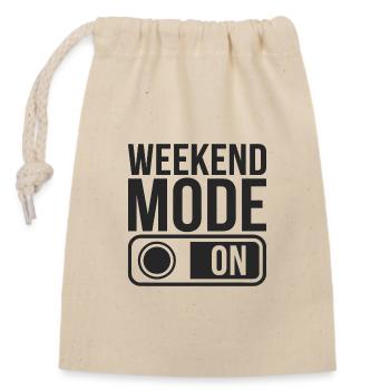 Weekend Mode On - Closable cotton gift bag (14x20cm) - nature - Front