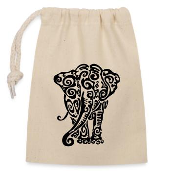 Éléphant - Sac cadeau en coton avec cordon (14 x 20 cm) - nature - Devant