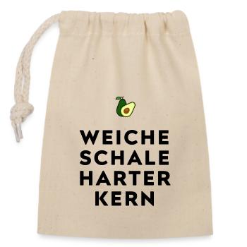 WEICHE SCHALE HARTER KERN - Verschließbarer Geschenkbeutel aus Baumwolle (14x20cm) - Natur - Vorne