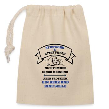 Stiefsohn und Stiefvater Team Papa Vater Sohn - Verschließbarer Geschenkbeutel aus Baumwolle (14x20cm) - Natur - Vorne