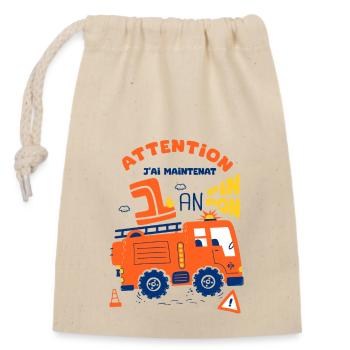 pompiers pour enfants 1er anniversaire 1 an - Sac cadeau en coton avec cordon (14 x 20 cm) - nature - Devant